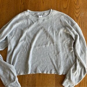 Aritzia TNA Light Gray Waffle Knit Long Sleeve